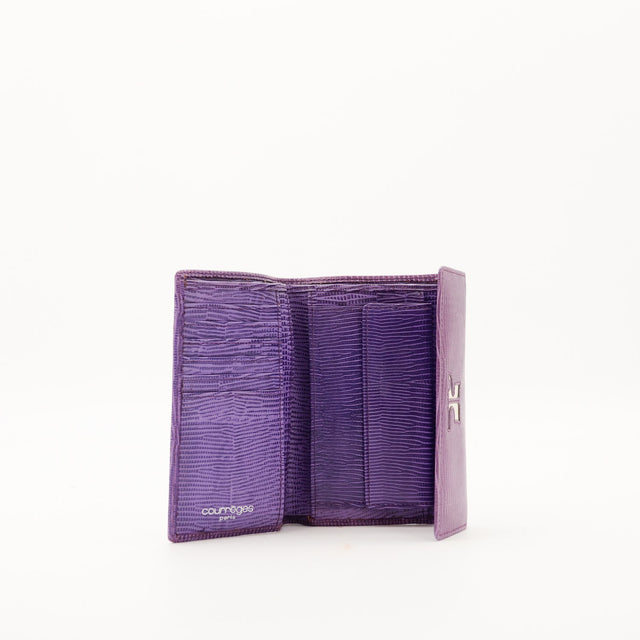 Intérieur portefeuille Courrèges violet poches cartes occasion — AMANA Vintage