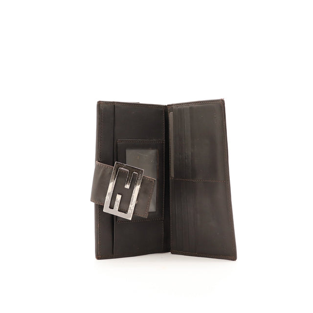 Interieur portefeuille Fendi Zucchino cuir marron emplacements cartes occasion — AMANA Vintage