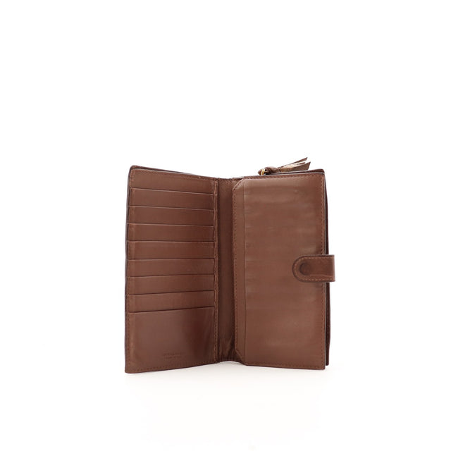 Intérieur portefeuille Bottega Veneta Intrecciato porte-cartes cuir marron occasion — AMANA Vintage