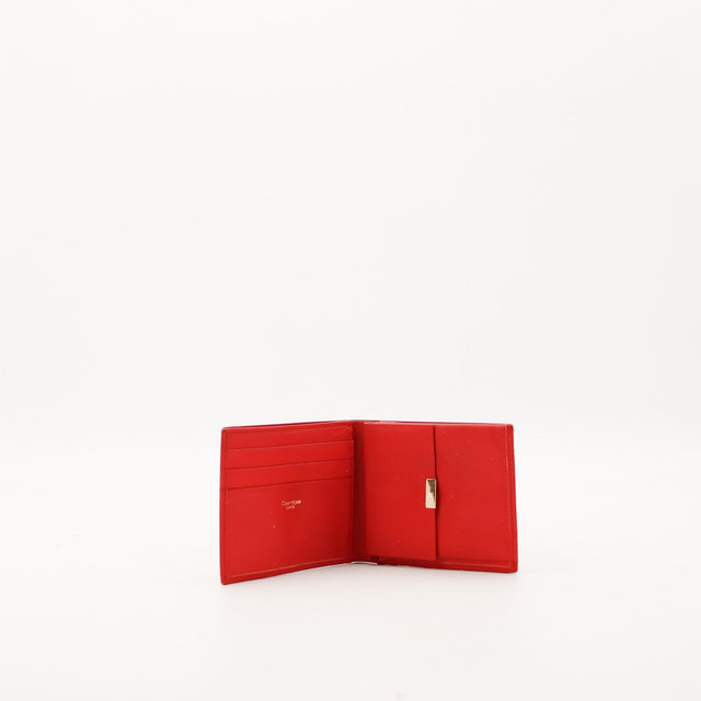 Intérieur portefeuille Courrèges rouge compartiments cartes état général — AMANA Vintage