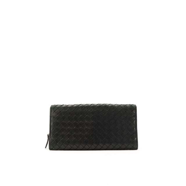 Dos portefeuille Bottega Veneta Intrecciato noir avec zip — AMANA Vintage