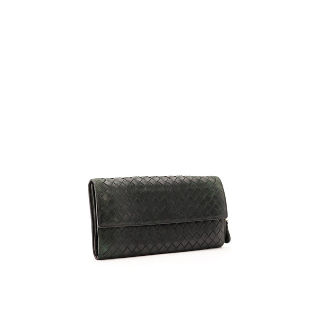 Vue de trois quarts verso portefeuille Bottega Veneta Intrecciato noir — AMANA Vintage