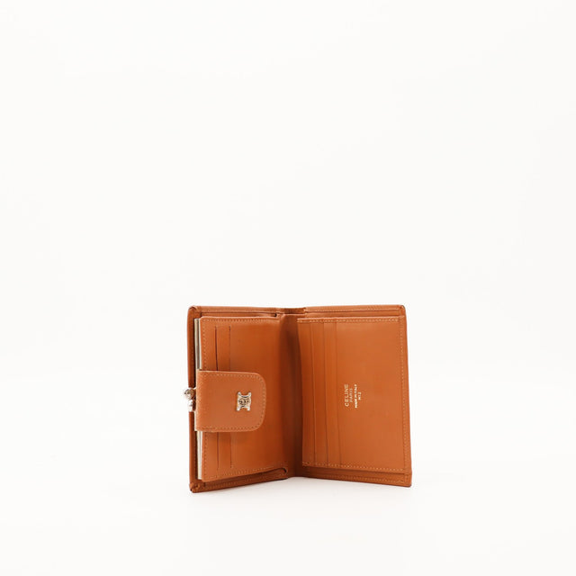 Interieur portefeuille Celine Macadam compartiments cartes cuir cognac — AMANA Vintage