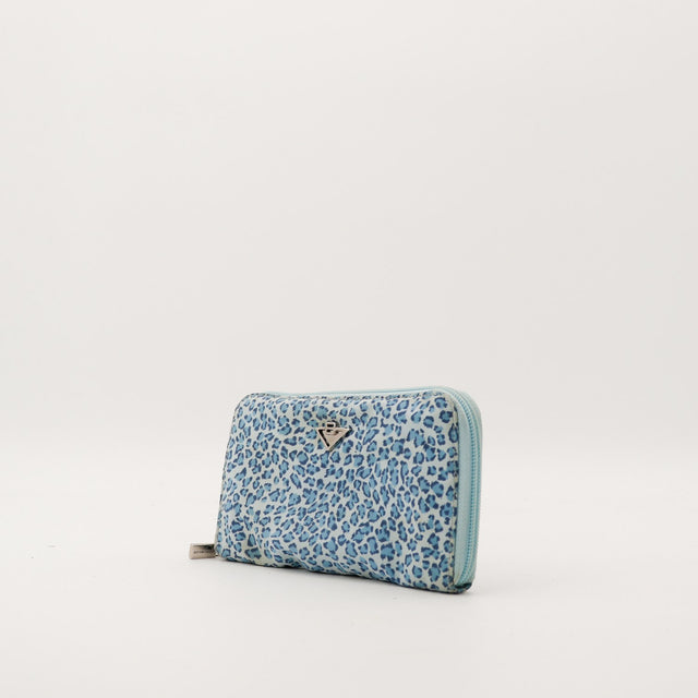 Portefeuille Louis Vuitton Zippy léopard bleu vue de trois quarts occasion — AMANA Vintage