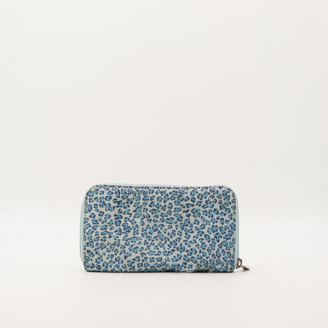 Dos portefeuille Louis Vuitton Zippy imprimé léopard bleu occasion authentique — AMANA Vintage