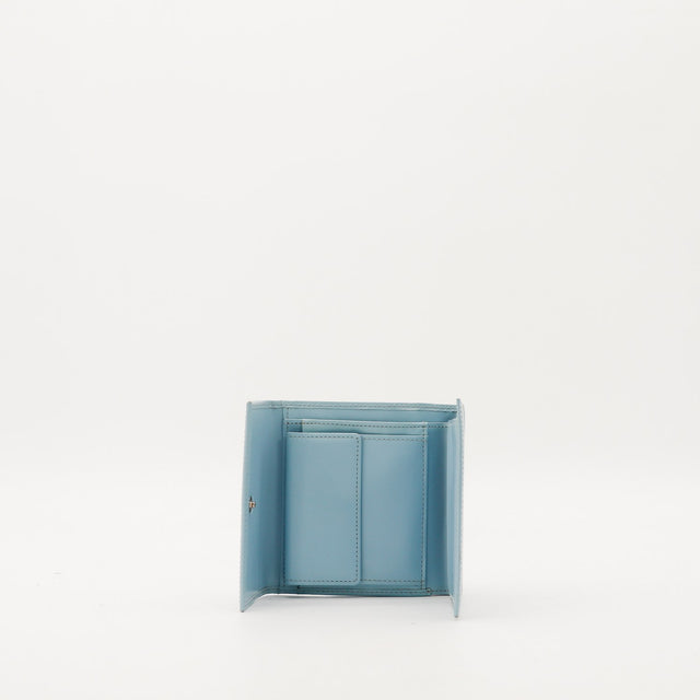Intérieur portefeuille Courrèges bleu compartiments cuir — AMANA Vintage