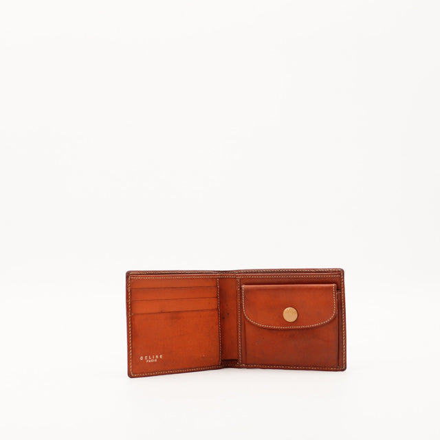 Interieur portefeuille Celine Macadam poches cartes et porte-monnaie cuir marron — AMANA Vintage