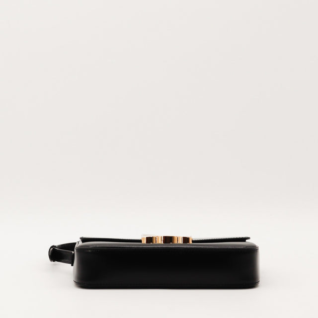 Sac Céline Triomphe cuir noir vue de dessus occasion authentique — AMANA Vintage