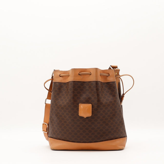 Sac Céline Seau Macadam toile marron vue de face occasion authentique — AMANA Vintage