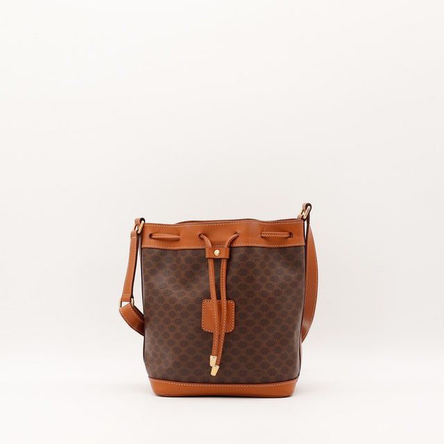 Sac Céline Seau Macadam toile enduite marron vue de face occasion authentique — AMANA Vintage