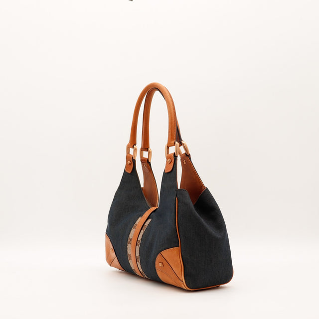 Vue anses cuir Gucci Jackie denim bleu occasion authentique — AMANA Vintage
