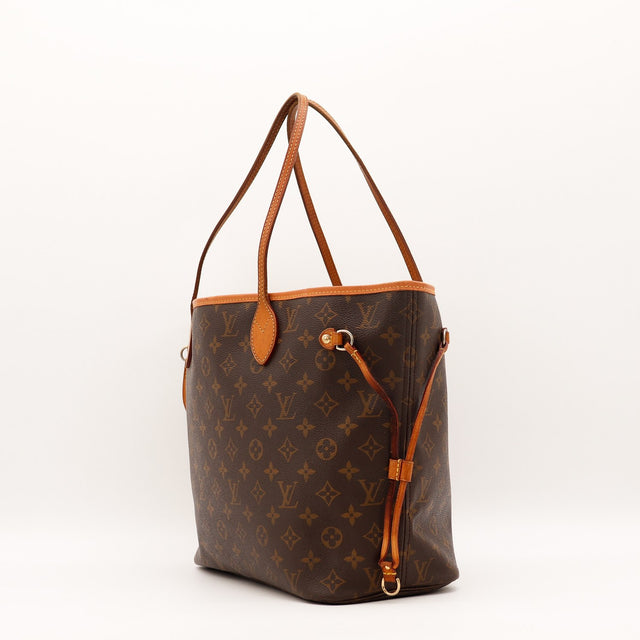 Détail coins vachette Louis Vuitton Neverfull MM toile Monogram — AMANA Vintage