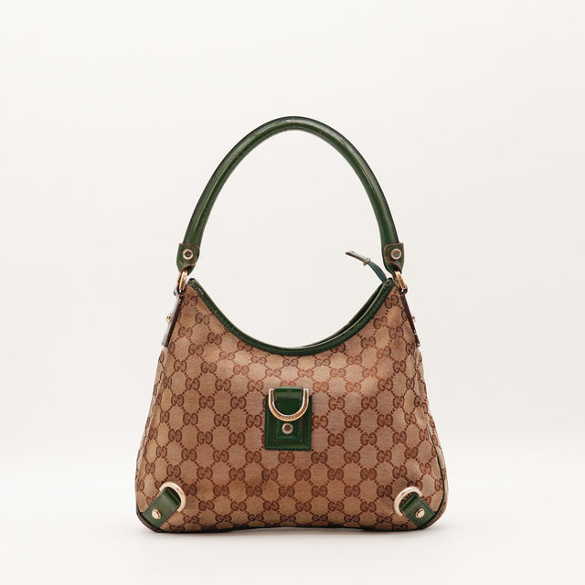 Sac Gucci Tote Horsebit toile GG monogram beige vue de face occasion authentique — AMANA Vintage