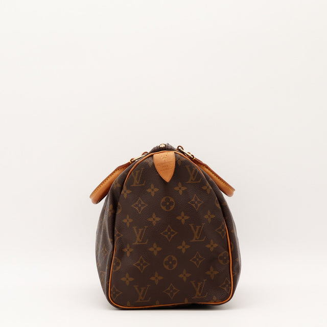 Vue des coins inférieurs Louis Vuitton Speedy 30 Toile Monogramme occasion authentique — AMANA Vintage