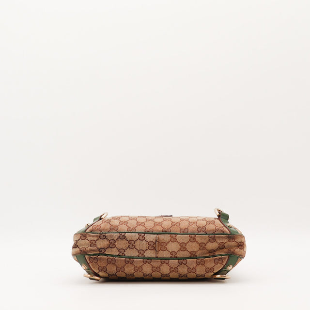 Détail coins et bordures toile GG Gucci Tote Horsebit — AMANA Vintage