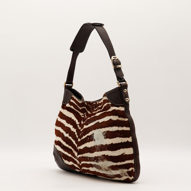 Intérieur toile beige Gucci Hobo Horsebit occasion authentique — AMANA Vintage