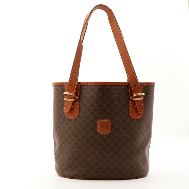 Seau Celine Macadam toile cercles marron vue de face occasion authentique — AMANA Vintage