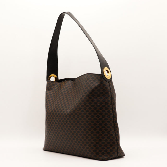 Détail anse cuir noir Céline Hobo Macadam occasion authentique — AMANA Vintage