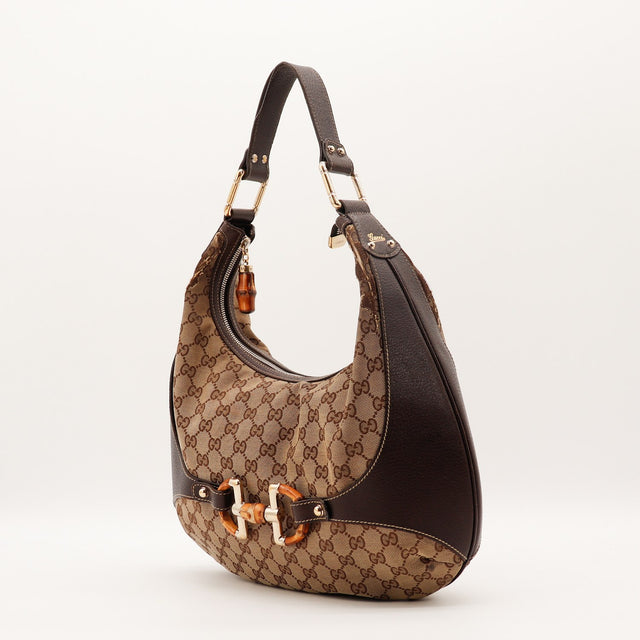 Détail mors Horsebit et breloque bambou Gucci Hobo occasion authentique — AMANA Vintage