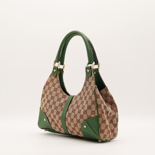 Vue de dos Gucci Jackie toile monogrammée beige occasion authentique — AMANA Vintage