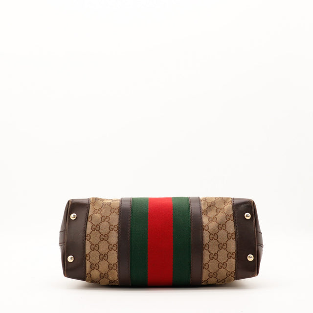 Detail fond Gucci Hobo Web toile GG Canvas bande Web occasion — AMANA Vintage