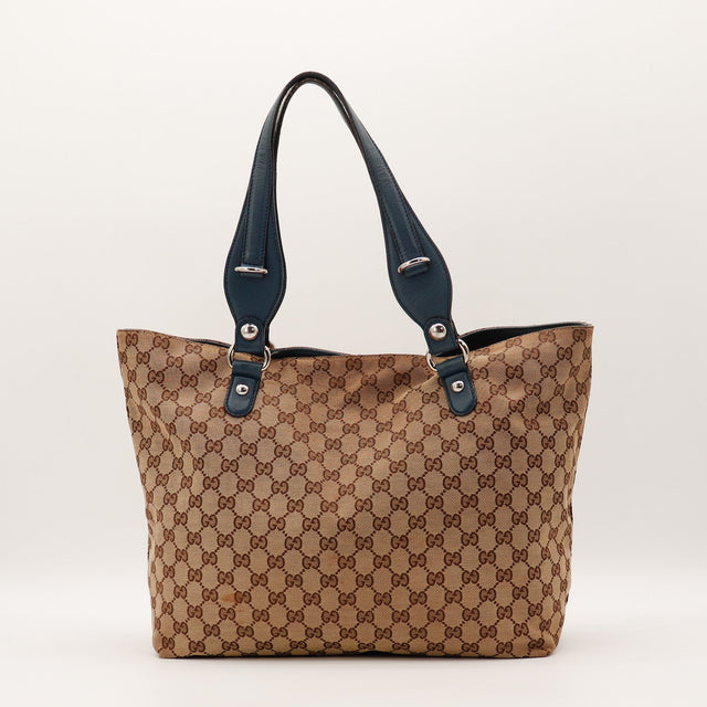 Coin inférieur toile percée Gucci Tote occasion authentique — AMANA Vintage
