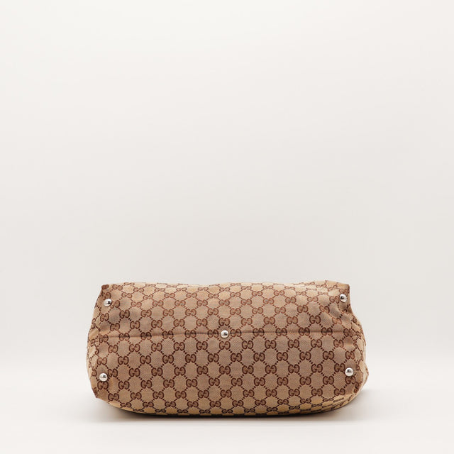 Breloque anneau argentée Gucci Tote toile monogrammée occasion authentique — AMANA Vintage