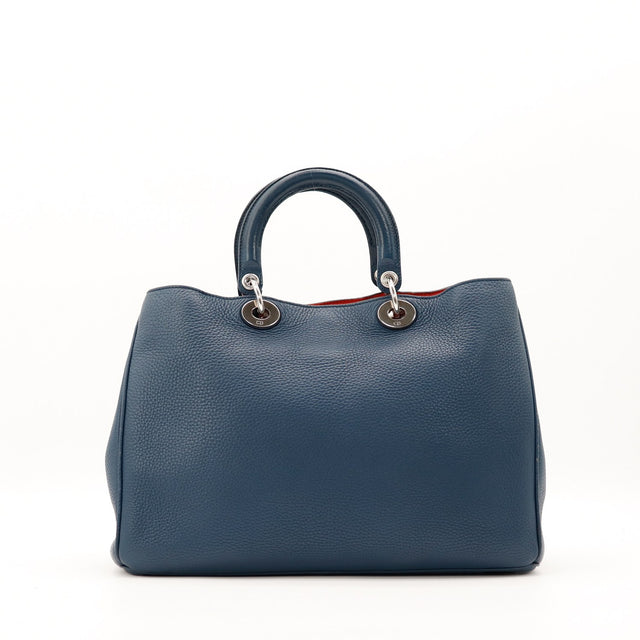 Dos sac Christian Dior Diorissimo bleu marine cuir grainé occasion — AMANA Vintage