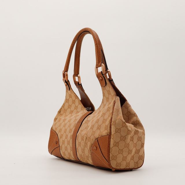 Vue de trois quarts arrière Gucci Hobo Bambou cuir grené marron — AMANA Vintage
