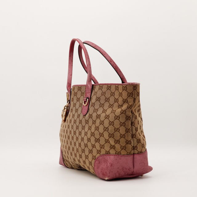 Tote Bag Gucci GG Canvas bordeaux vue de trois quarts gauche — AMANA Vintage