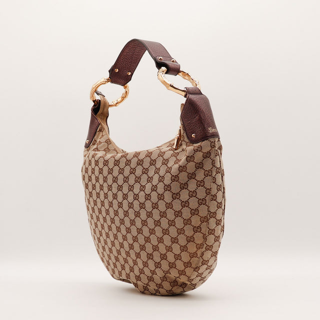 Intérieur doublure marron Gucci Hobo Bambou occasion authentique — AMANA Vintage