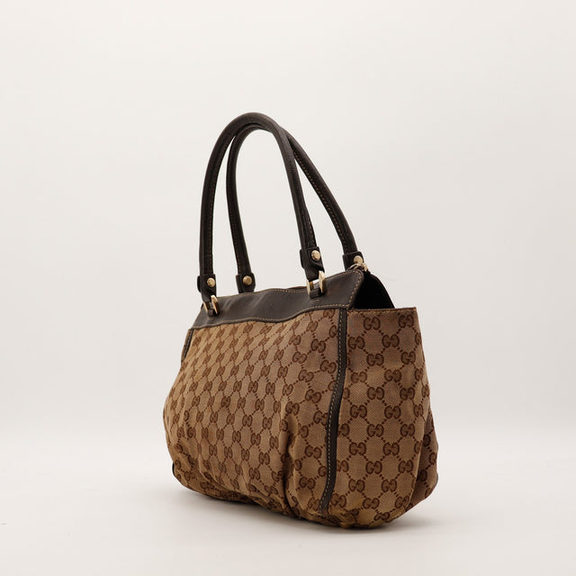 Tote Bag Gucci canvas GG vue de trois quarts côté droit occasion — AMANA Vintage