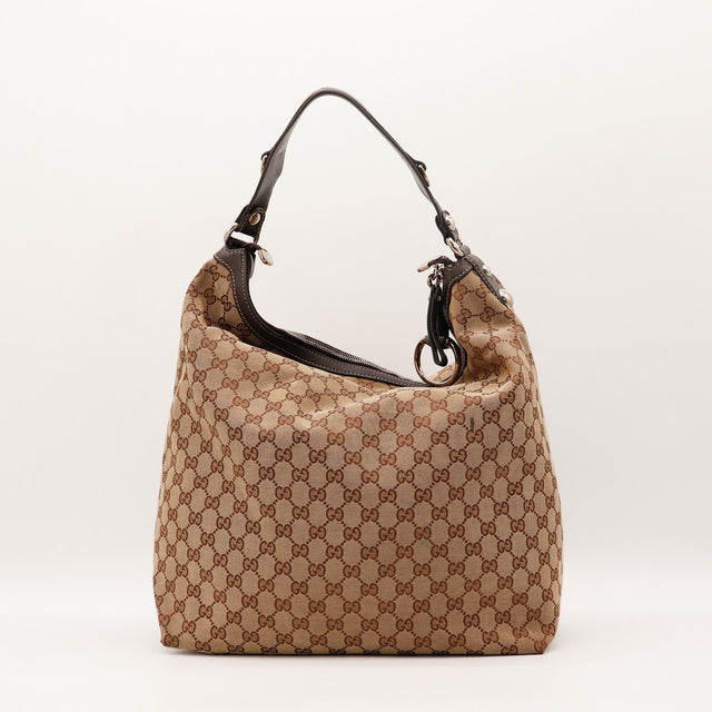 Intérieur doublure toile claire Gucci Hobo occasion authentique — AMANA Vintage