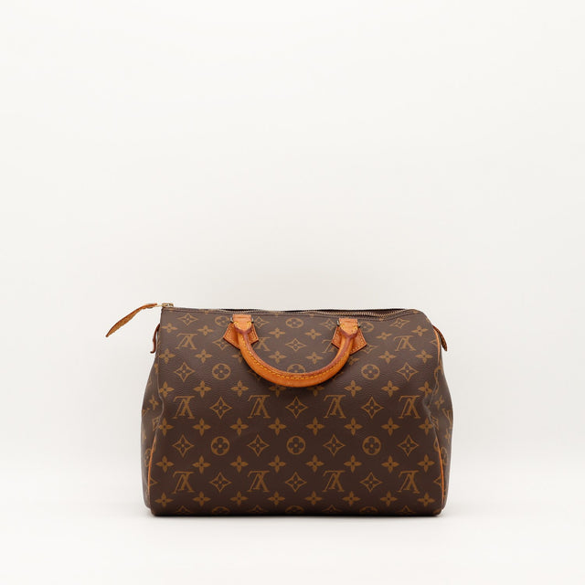 Louis Vuitton Speedy 30 vue de dos ouvert intérieur doublure marron — AMANA Vintage