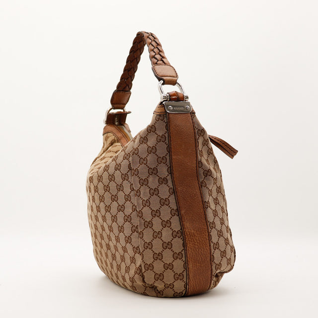 Fond du sac Gucci Hobo Bambou toile GG Canvas et cuir grainé — AMANA Vintage