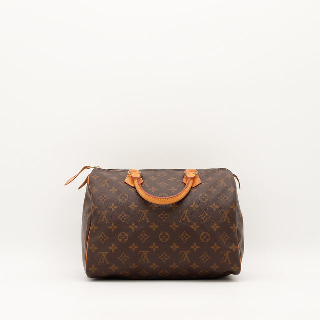 Vue de dessus Louis Vuitton Speedy 30 fermeture zip dorée — AMANA Vintage