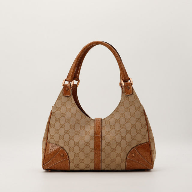 Vue arrière Gucci New Jackie toile GG beige marron vintage — AMANA Vintage