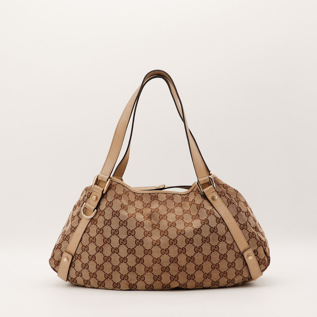 Sac Gucci Abbey D-Ring toile GG beige vue de face occasion authentique — AMANA Vintage