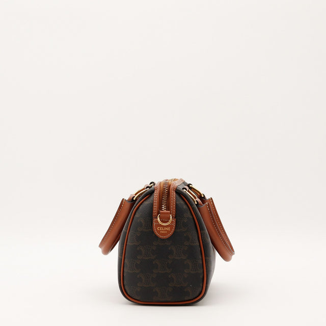 Vue du dessus Céline Boston Triomphe toile Triomphe marron occasion authentique — AMANA Vintage