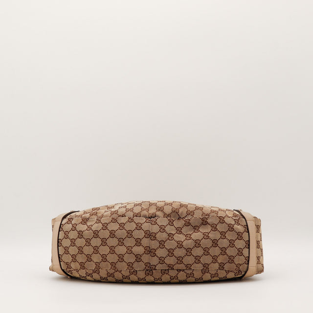 Intérieur doublure textile marron Gucci Abbey occasion authentique — AMANA Vintage