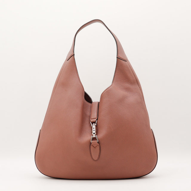 Sac Gucci Jackie cuir grainé vieux rose vue de face occasion authentique — AMANA Vintage