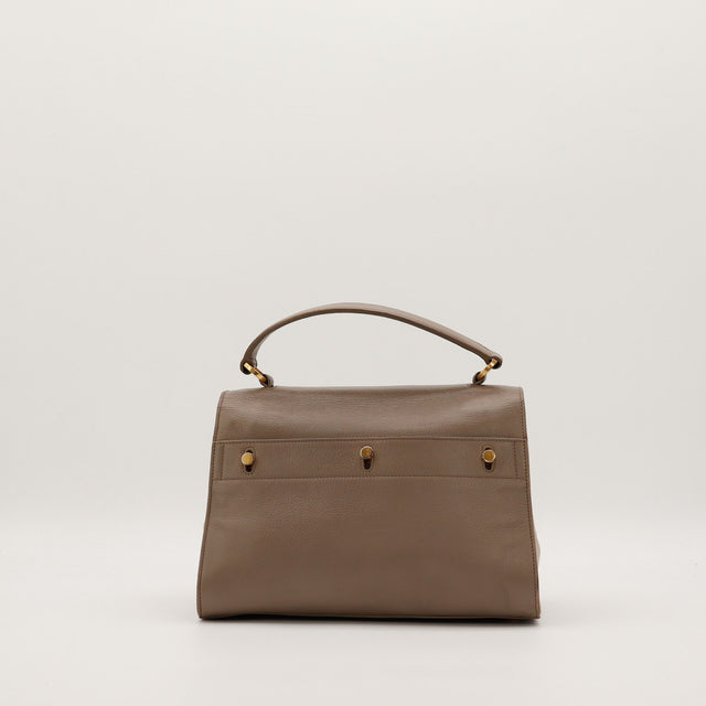 Dos sac Saint Laurent Muse Two cuir taupe avec rivets dorés — AMANA Vintage