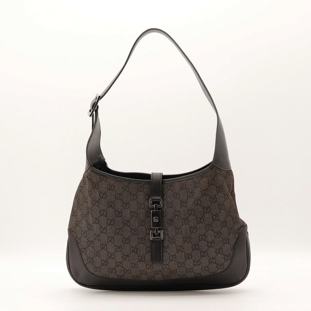 Sac Gucci Jackie toile GG denim vue de face occasion authentique — AMANA Vintage