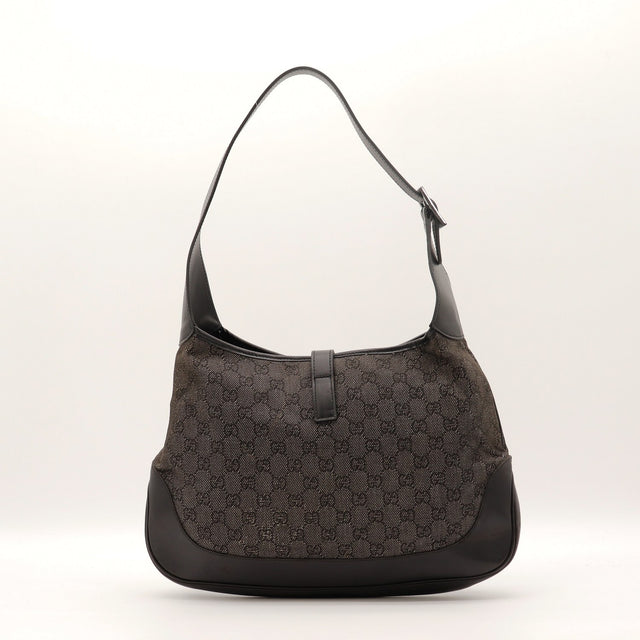 Anse cuir noir Gucci Jackie toile GG occasion authentique — AMANA Vintage