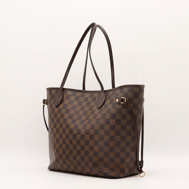 Vue de la bordure supérieure Louis Vuitton Neverfull MM Damier Ébène occasion authentique — AMANA Vintage