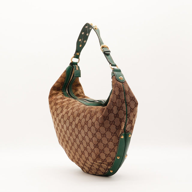 Anse cuir vert Gucci Hobo demi-lune occasion authentique — AMANA Vintage