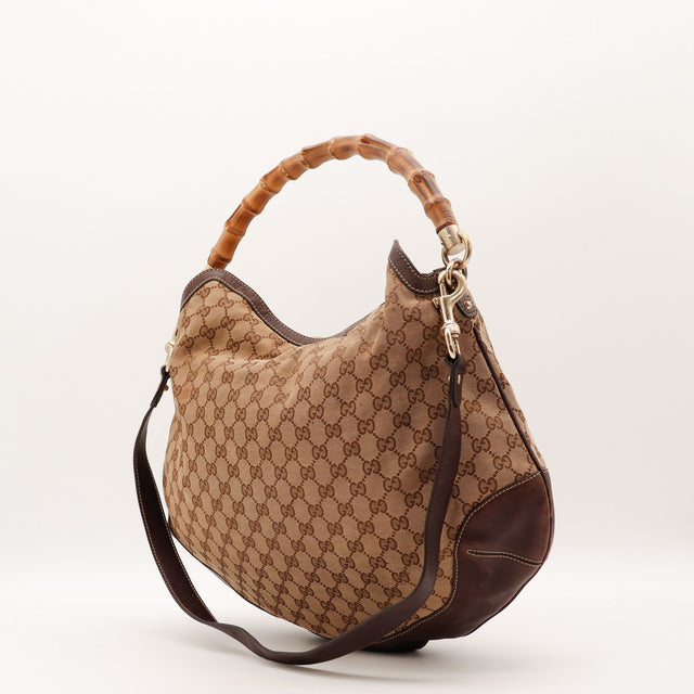Intérieur doublure textile Gucci Hobo Bambou occasion authentique — AMANA Vintage