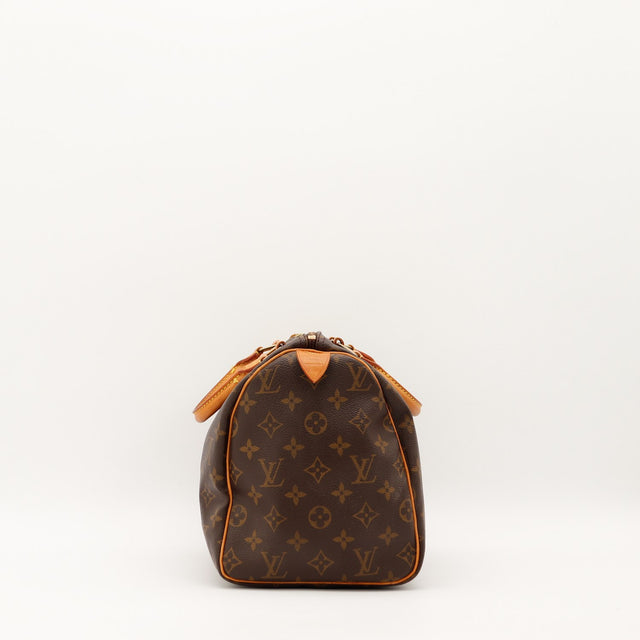 Vue de côté gauche Louis Vuitton Speedy 30 toile monogramme occasion — AMANA Vintage
