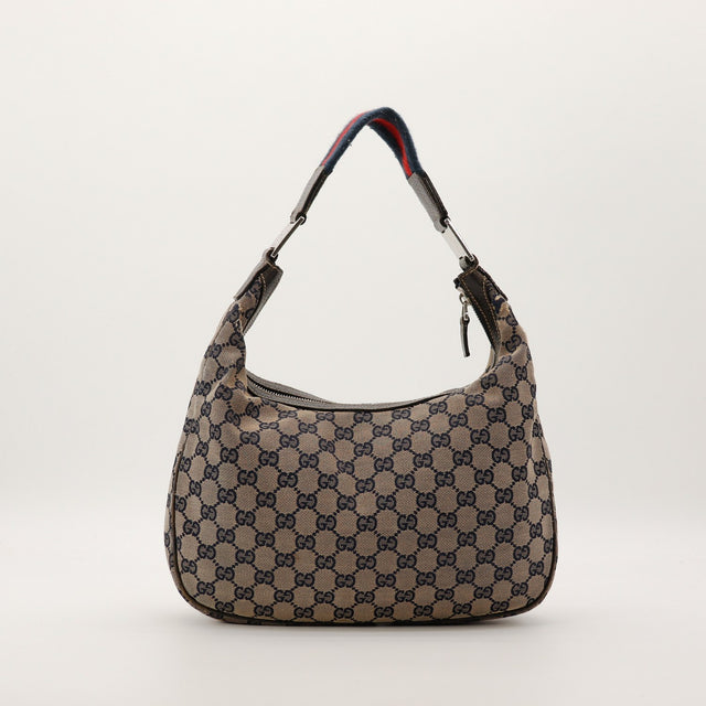 Sac Gucci Hobo Web profil droit canvas GG vintage — AMANA Vintage
