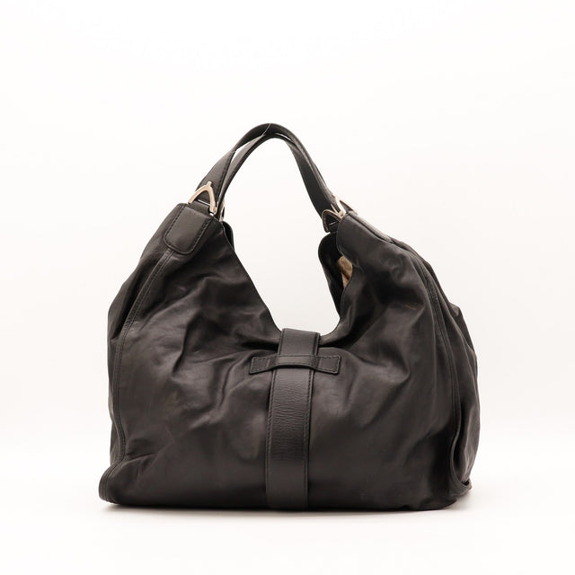 Sac Gucci Stirrup Hobo cuir noir vue de côté occasion authentique — AMANA Vintage